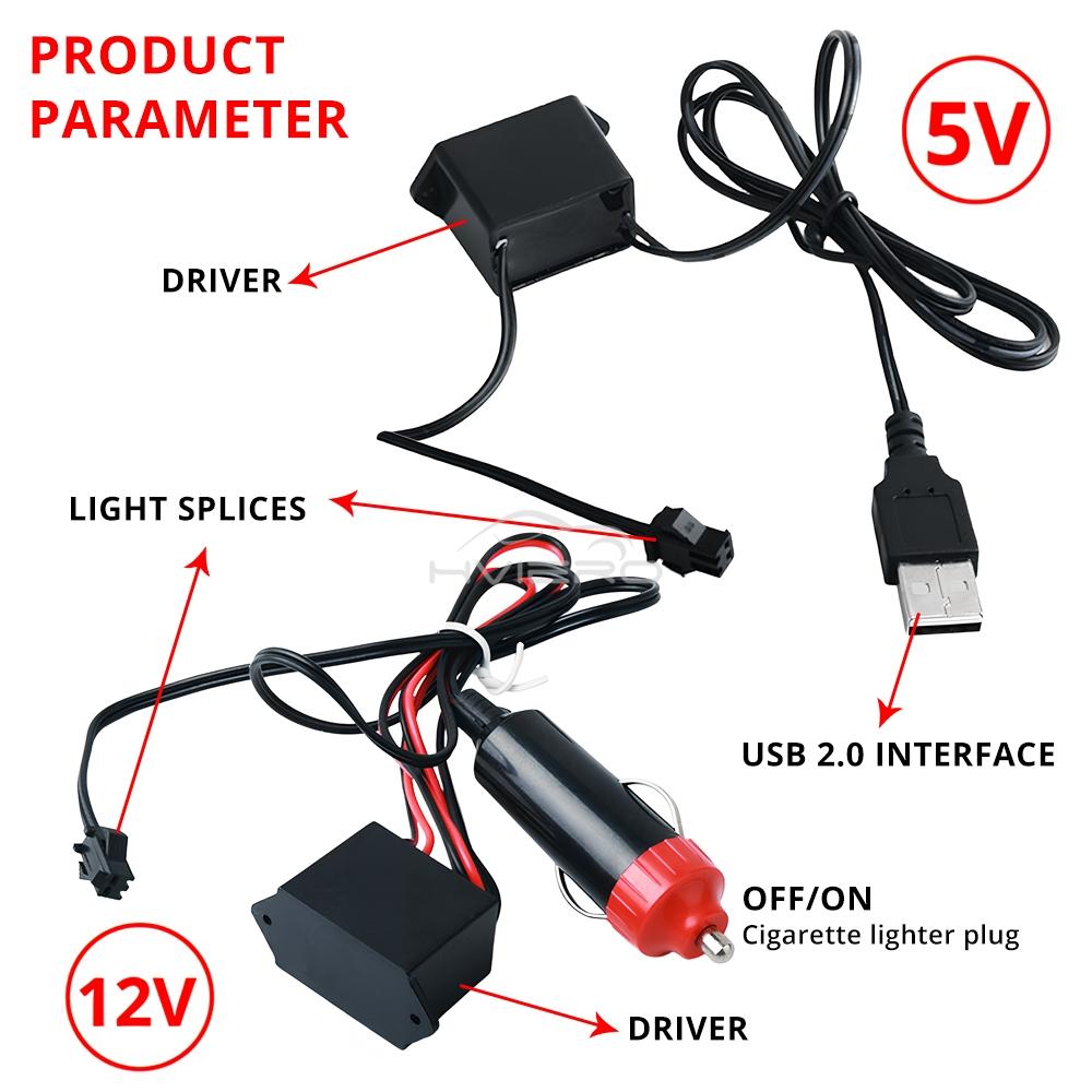 Hot Sale 1/2/3/5M Car Interior Lighting LED Door Strip Decoration Garland Wire Rope Tube Line Flexible Neon Lamps Bar USB Drive
