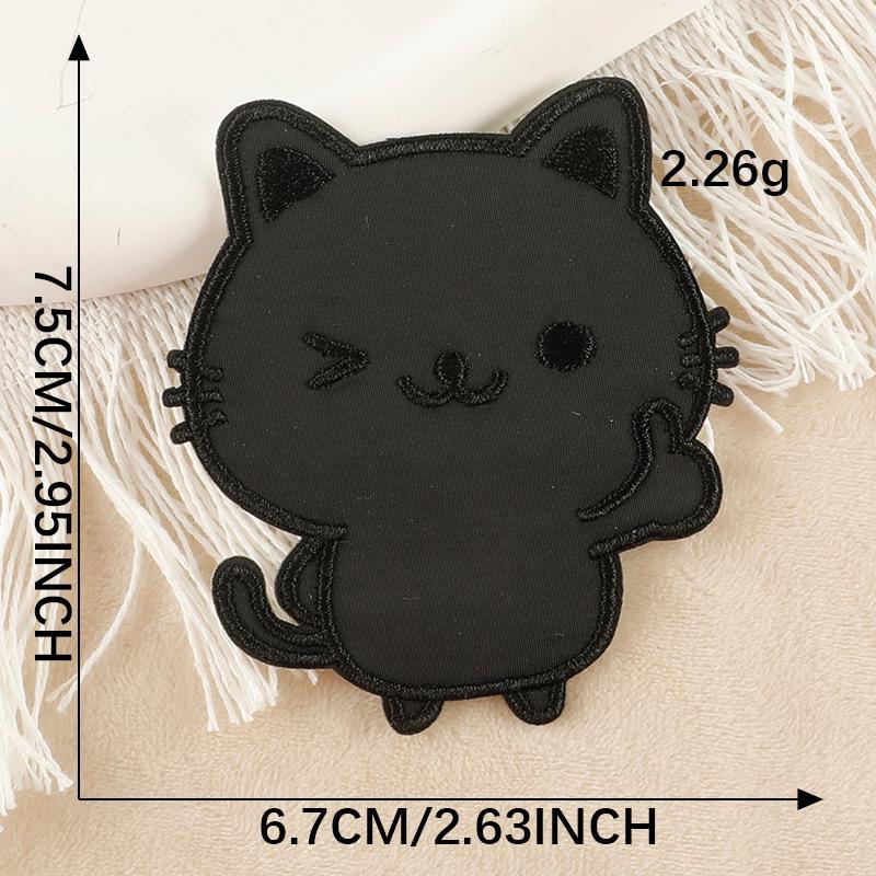 Samolepicí kreslená zvířátka černá vyšívaná nášivka na bundy