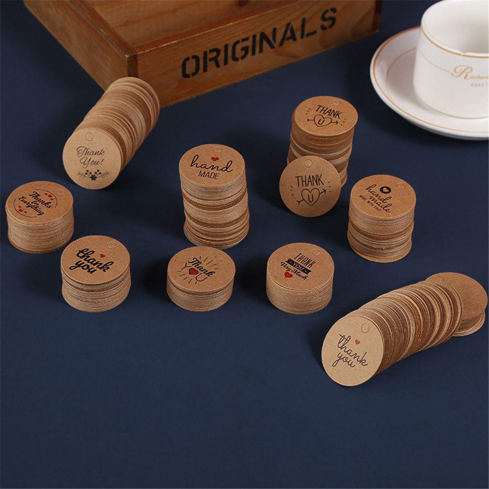 

DIY Упаковочные открытки Свадебные принадлежности Kraft Бумажные теги Спасибо Этикетки Счастливого Рождества Висячая бирка