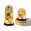 Christmas Decoration Small Imitation Glass Cover Mini with Light Emitting Snow Falling Small Christmas Tree Desktop Ornament