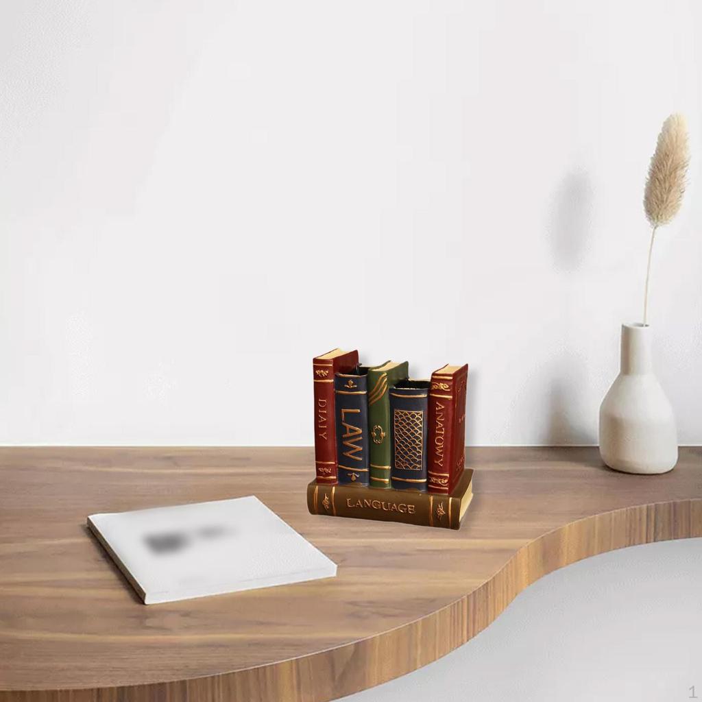 Fake Book Ornament Pencil Holder Decorative Pen Display Prop Retro Storage Container for