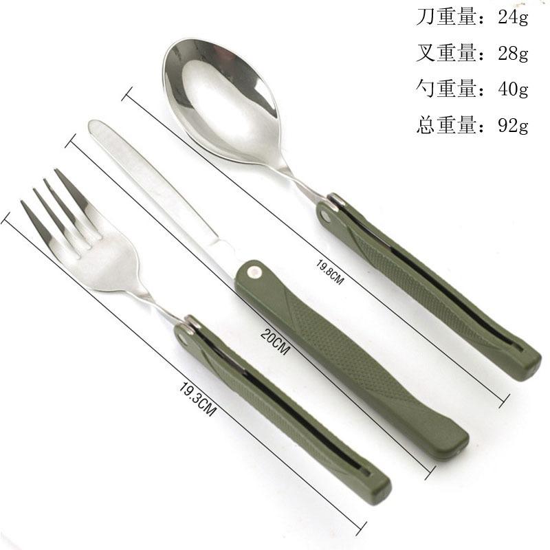 Long Cookware Backpack Spork Fork Stainless Steel Fold Knife Utensil Spoon Set Combo Picnic Camp Cutlery Tableware Flatware