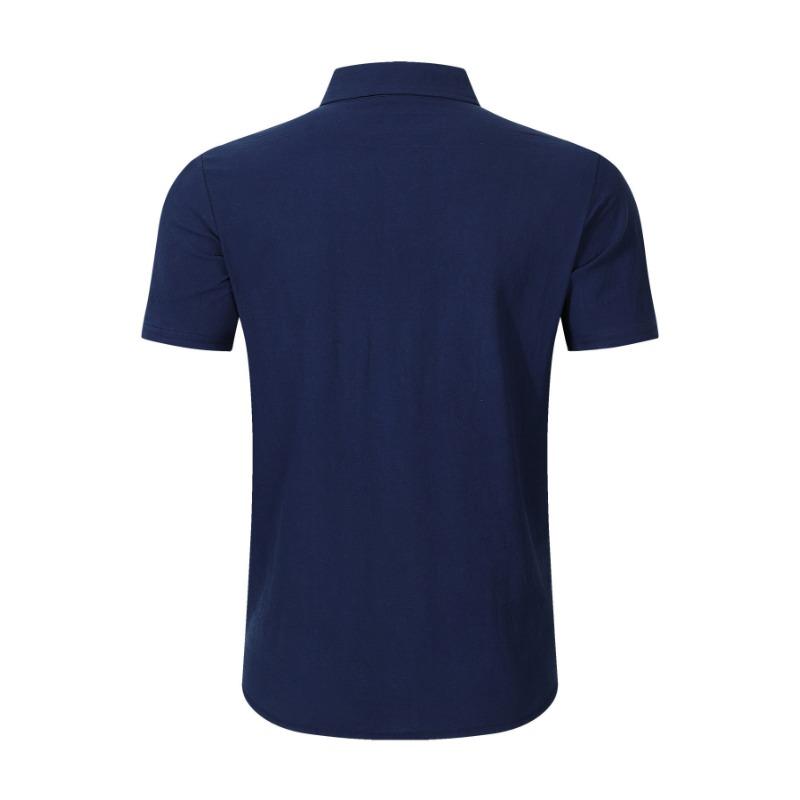 Men Short Sleeve Linen Blend Shirt With Chest Pocket Casual Summer Top