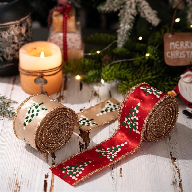Christmas Craft Ribbon 5.46yardX5cm For Art Craft Christmas Tree Wreath Doorway Holiday Party Decoration and Packaging