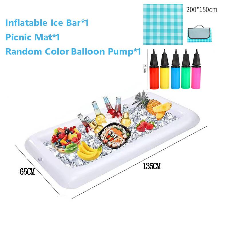 Inflatable Cooler Serving Bars Pool Party Coolers Food Holder Ice for BBQs Picnics Indoor Outdoor Luau Supplies with Drain Plug