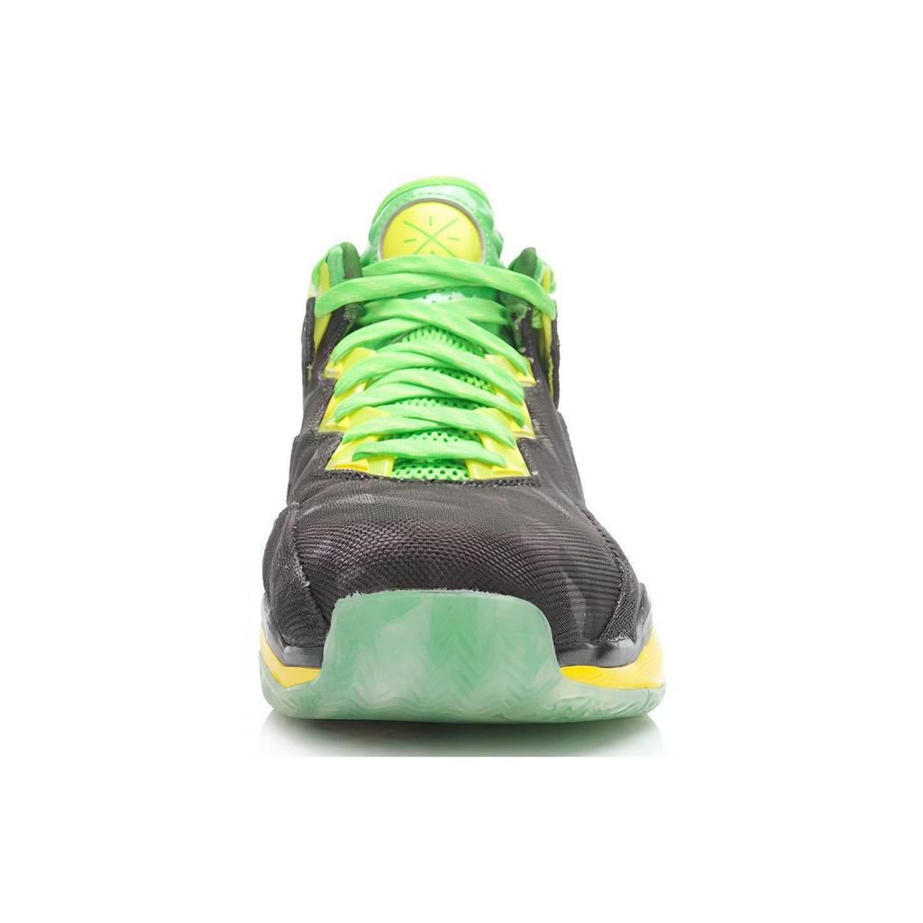 Li Ning WOW 3 Cushioning, Wear Resistant Mid top Basketball Shoes Men's Black Green Yellow ABAJ013-20