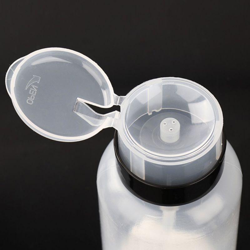 200ml Clear Push Down Empty Bottle Press Pump Dispenser Nail Polish Container