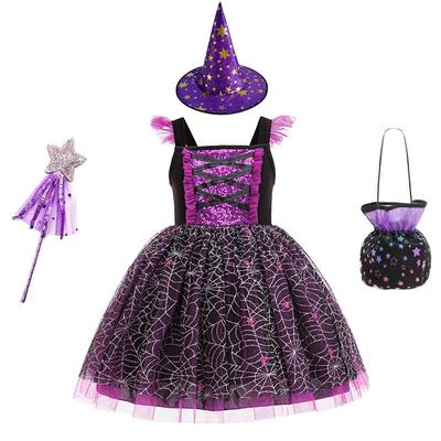 Girls' Sequin Bat Witch Dress Halloween Costume