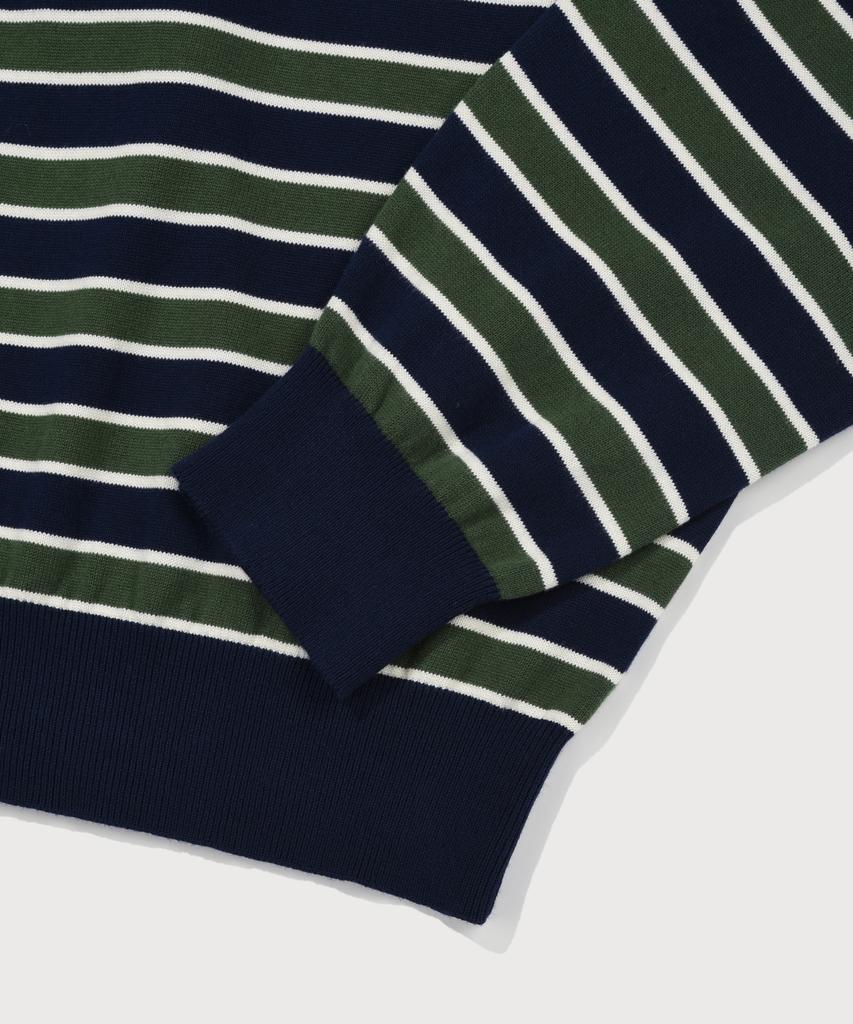 COVERNAT Striped Collar Knit Green