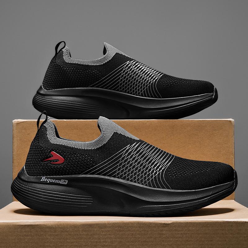 

2026New Men s Soil Textile Elastic Mesh Offset Printing Ultra Light Soft Bottom Casual Sneakers Outdoor Breathable Walking Shoes 39 чорний