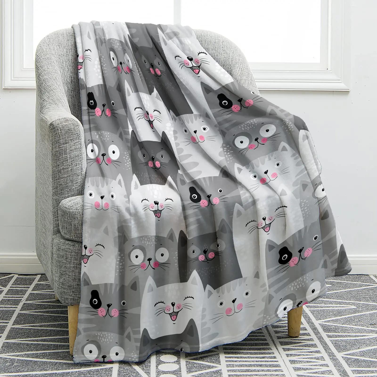 

A Cup of Cat Throw Blanket Funny Design Kitty Coffee Flannel Blanket Gifts Soft Warm Cozy Bed Blanket for Sofa Couch All Season 30x40in