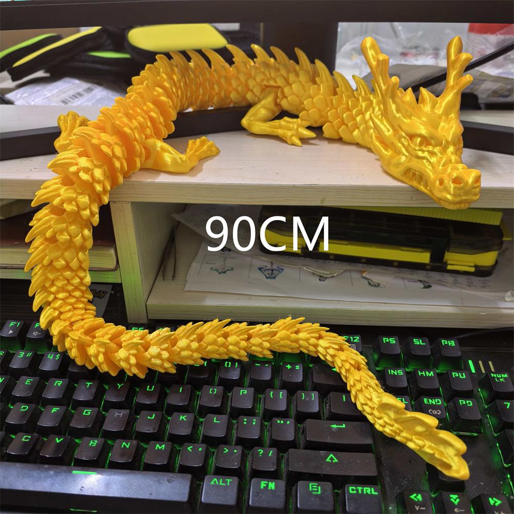 30CM 90cm 3D Printed Conjoined Dragon Ornaments Joints Can Move Creative Dragon Plants Rockery Fish Tank Landscaping Decoration