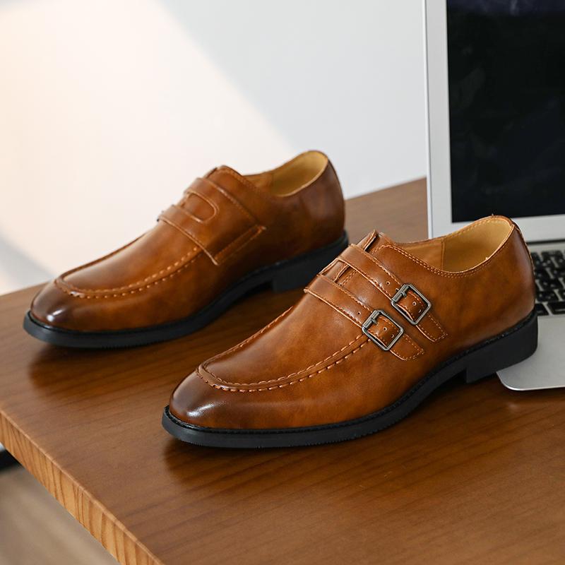 Marka Modowa Design z Podwójną Klamrą Eleganckie Skórzane Buty Codzienne Komfort Jakość Impreza Biznesowa Randka Skórzane Buty Niskie Męskie Mokasyny