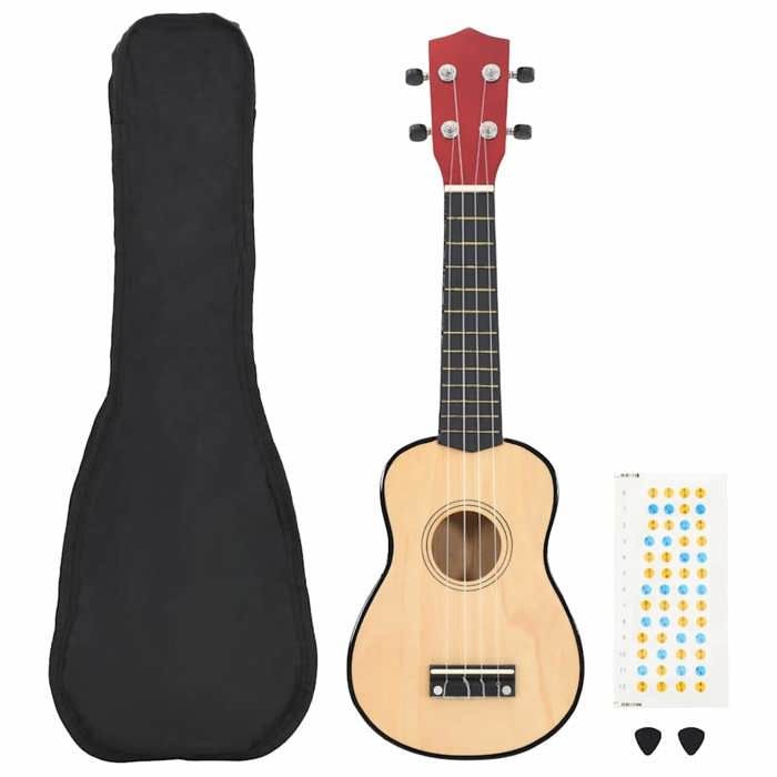 VidaXL Soprano Ukulele Set with Bag for Children Light Wood 21"