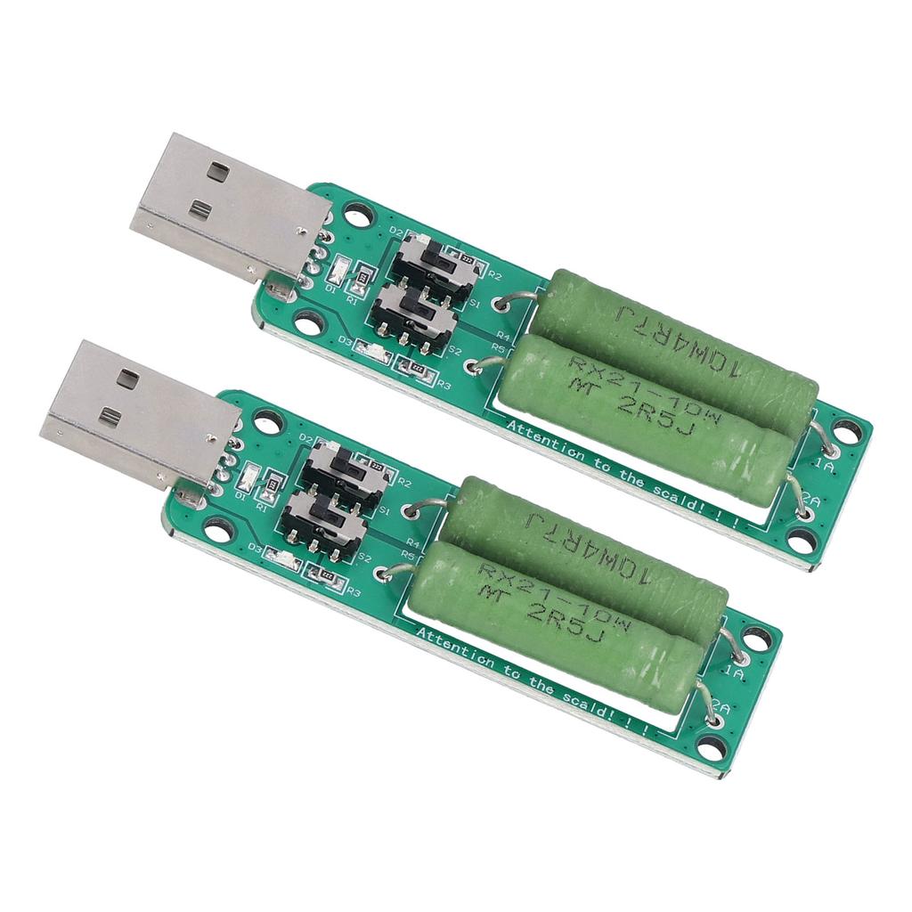 2Pcs USB Load Tester Adjustable Resistor Electronic Test Module 1A 2A 3A Discharge Accessory