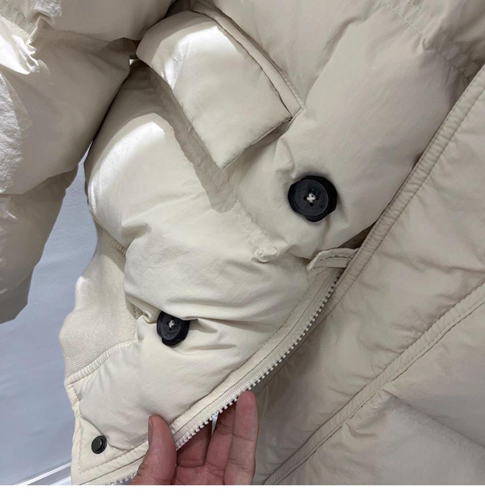 Damen Kurze Lockere Verdickte Winter Daunenjacke mit Großem Pelzkragen