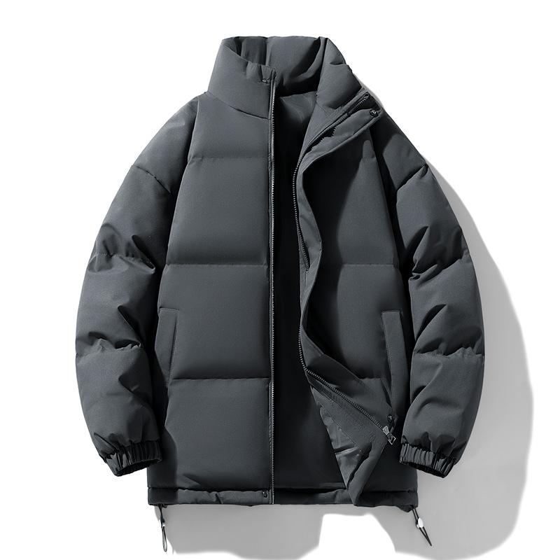 

Однотонная одежда с хлопковой набивкой со стойкой для мужчин и женщин одного стиля, зимняя одежда-мешок, теплые утолщенные топы большого размера свободного кроя, 3XL темно-серого