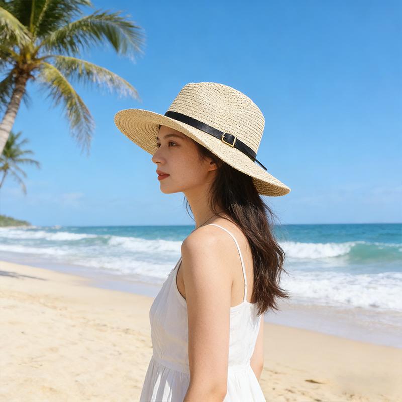 Western Cowboy Wide-brimmed Straw Hat, Summer Beach and Beach Sun Protection, Foldable Outdoor Hiking Sun Hat