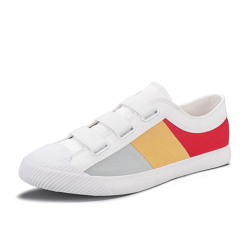 Spring Men's Slip-On Canvas Shoes: Korean Style Color Block, Breathable Casual Low-Top Skate Shoes