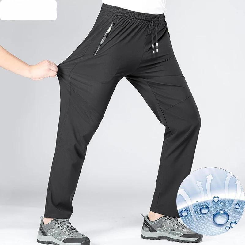 

High Stretch Outdoor Sport Hiking Pants Men Zipper Pockets Trousers Men Summer Thin Quick Dry Men s Pants Trekking Fishing XL чёрный