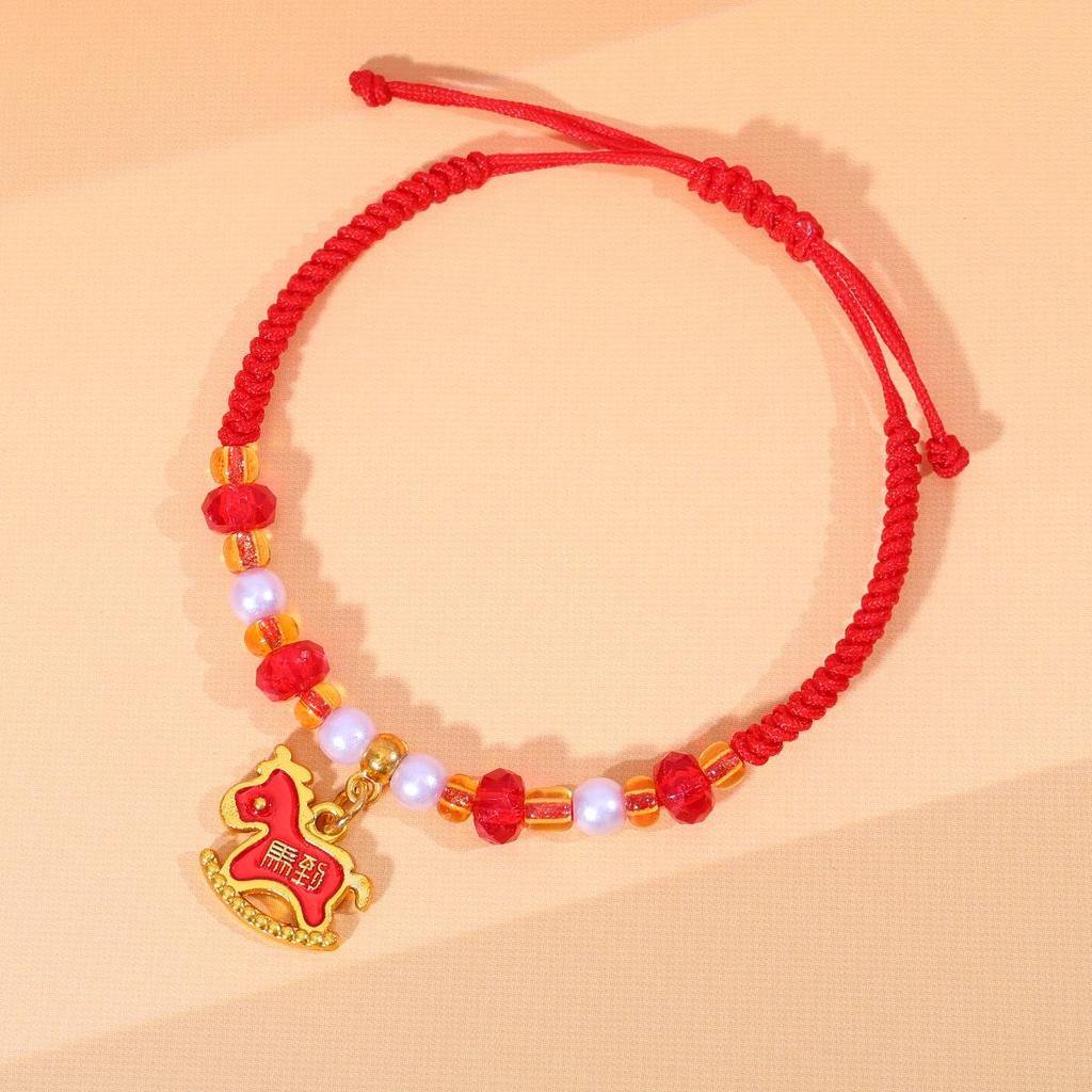 Year of the Horse Zodiac Bracelet - Red String Handmade Couples Charm for Men and Women, New Year Gift Jewelry