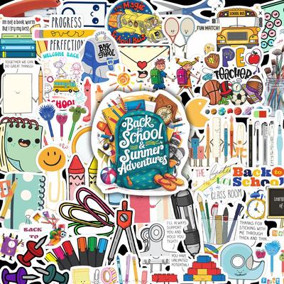 50 Waterproof Back-to-School Cartoon Graffiti Sticker Sheets for Notebooks, Stationery, and Phone Decoration