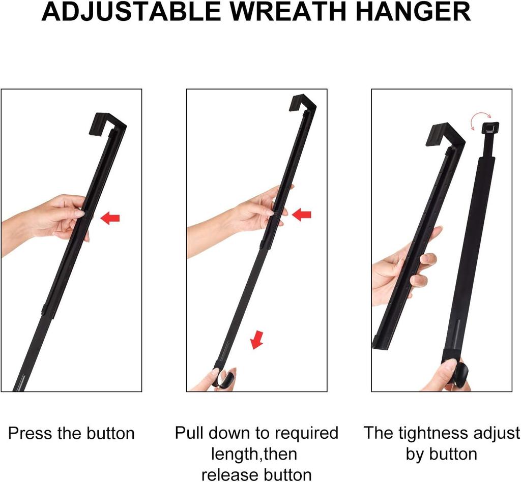 Adjustable 64cm Floral Wreath Hanger Over The Door Large Wreath Metal Hook For Christmas Easter Wreath Front Door Hanger