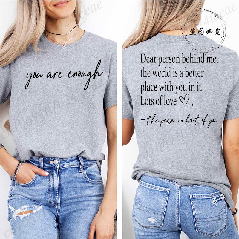 Dear Person Behind Me Printed Summer T-Shirts Tops Mental Health Awareness Design Women's Graphic T-Shirt Short Sleeve Clothing