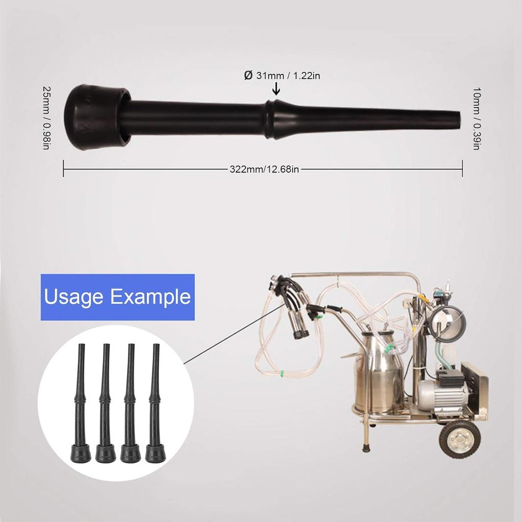 Fdit 4Pcs Rubber Milking Liner Goat Cattle Use Milking Liner Parts Milking Machine Accessories for Breeding Industry(Black)
