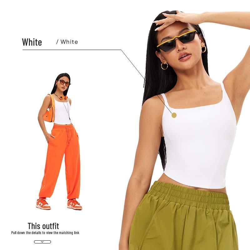 

Women s Sexy Sports Camisole with Chest Pads - Versatile Nude Feel Yoga Top Medium