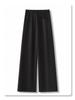 Women's Grey Wide-Leg Suit Pants for Spring 2025 - Casual, Draped, Loose-Fit, Slimming, Straight-Leg Style for Spring and Autumn.