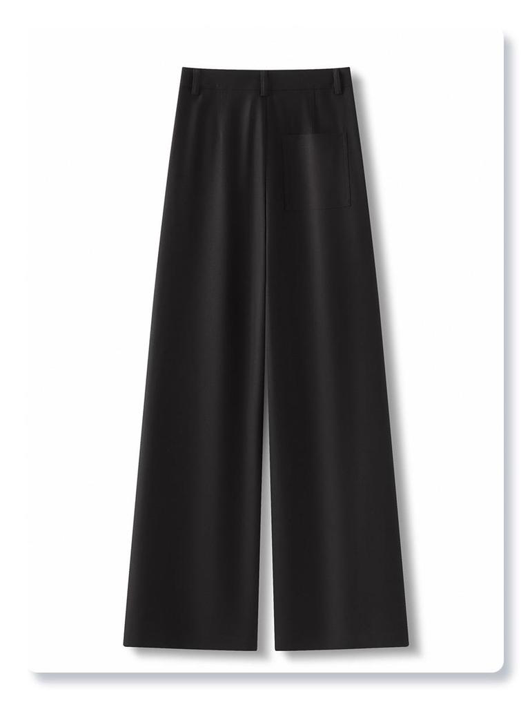 Women's Grey Wide-Leg Suit Pants for Spring 2025 - Casual, Draped, Loose-Fit, Slimming, Straight-Leg Style for Spring and Autumn.