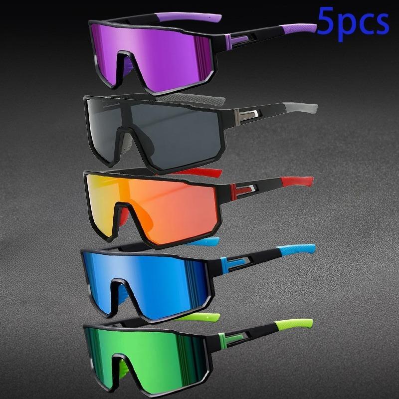 

5PCS Cool Cycling and Sports Glasses Suitable for Fishing Hiking and Daily Wearing Neutral Outdoor Casual Glasses