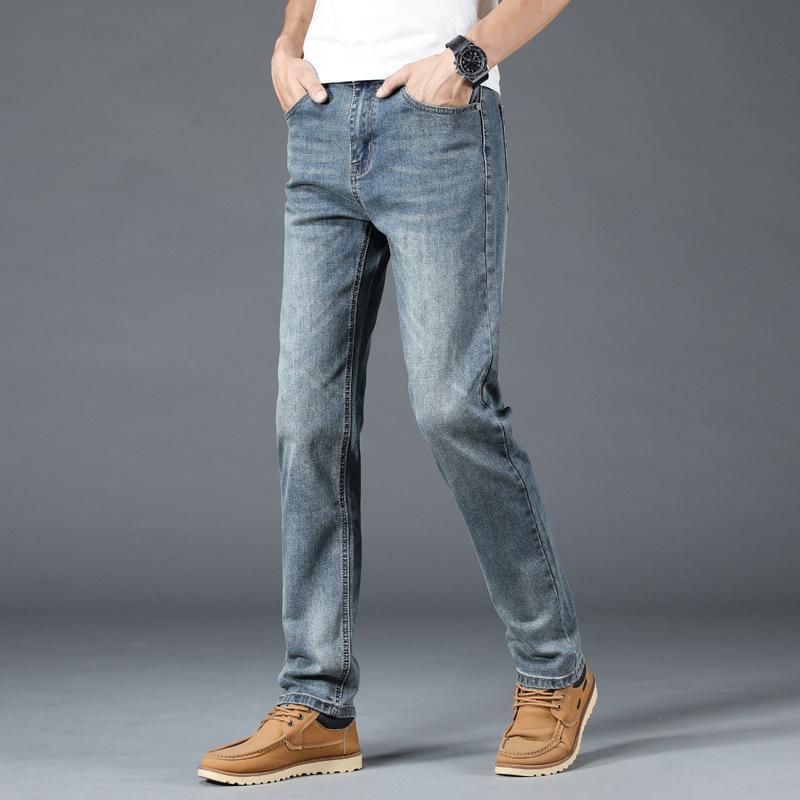 Jeans Men's Light Luxury Jeans Men's Trousers Straight Slim Jeans Processing Hundred Trousers