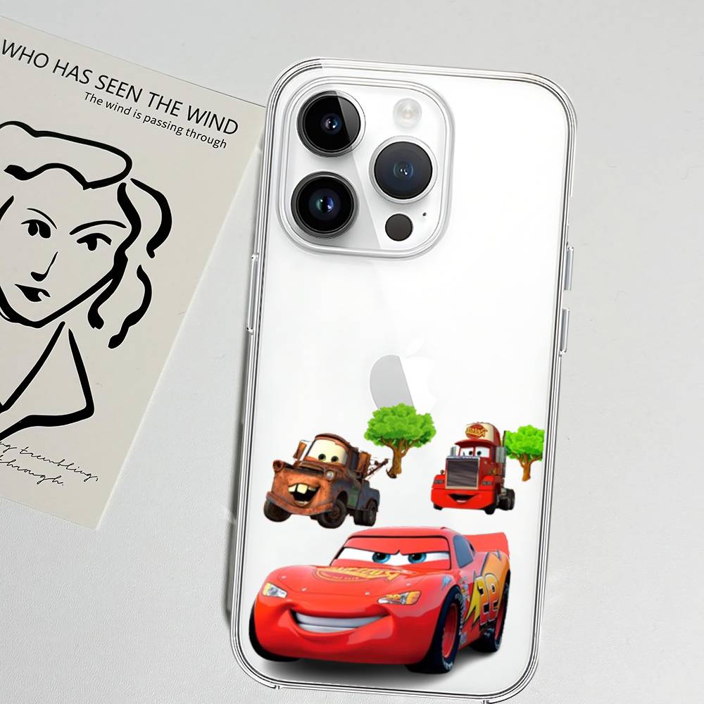 Cars L-Lightning M-McQueen Phone Case Soft Transparent Case For IPhone 17 16 15 14 13 12 11 Pro Max Mini Plus Shockproof Cover