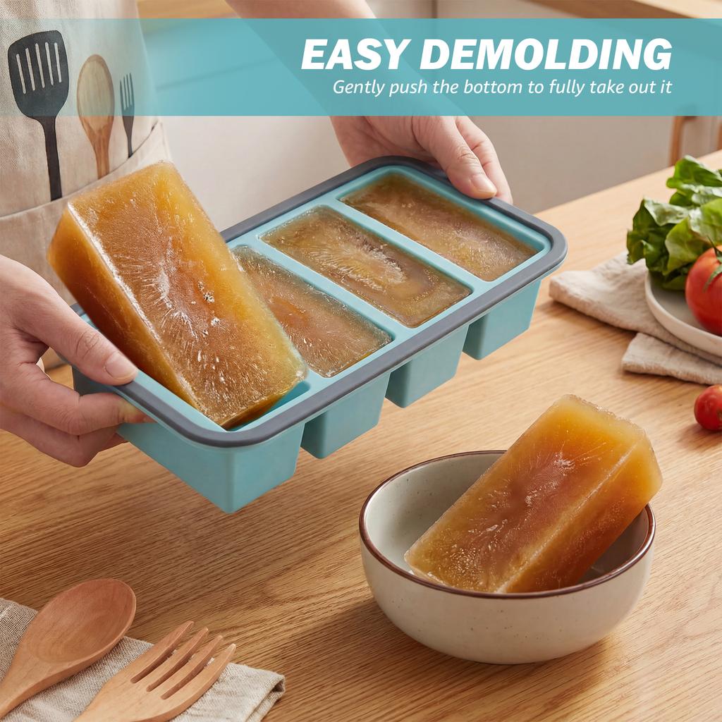 3/2Pcs 2/4/6Grid Silicone Freezer Mold with Lid Refrigerated Food Storage Box Food Box Ice Tray Mold Ice Box Fresh-keeping Box