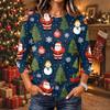 Women's Christmas Print Long Sleeve Neck Pullover Top