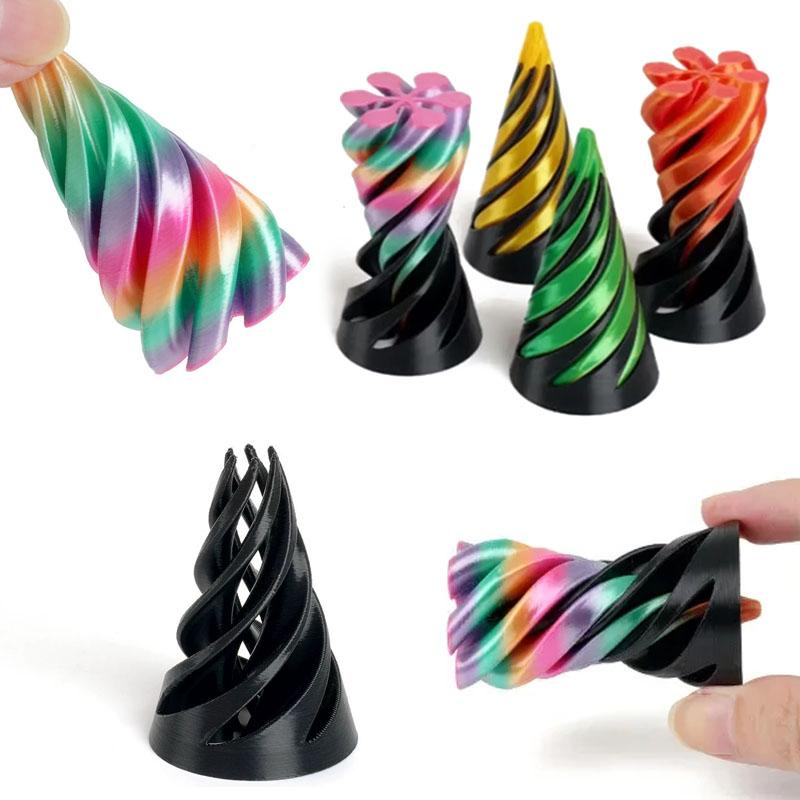 3D Printed Spiral Fidget Toys Decompression Spinning Three-Dimensional Structure Fingertip Dual Color Stress Relief Toy Desk Toy