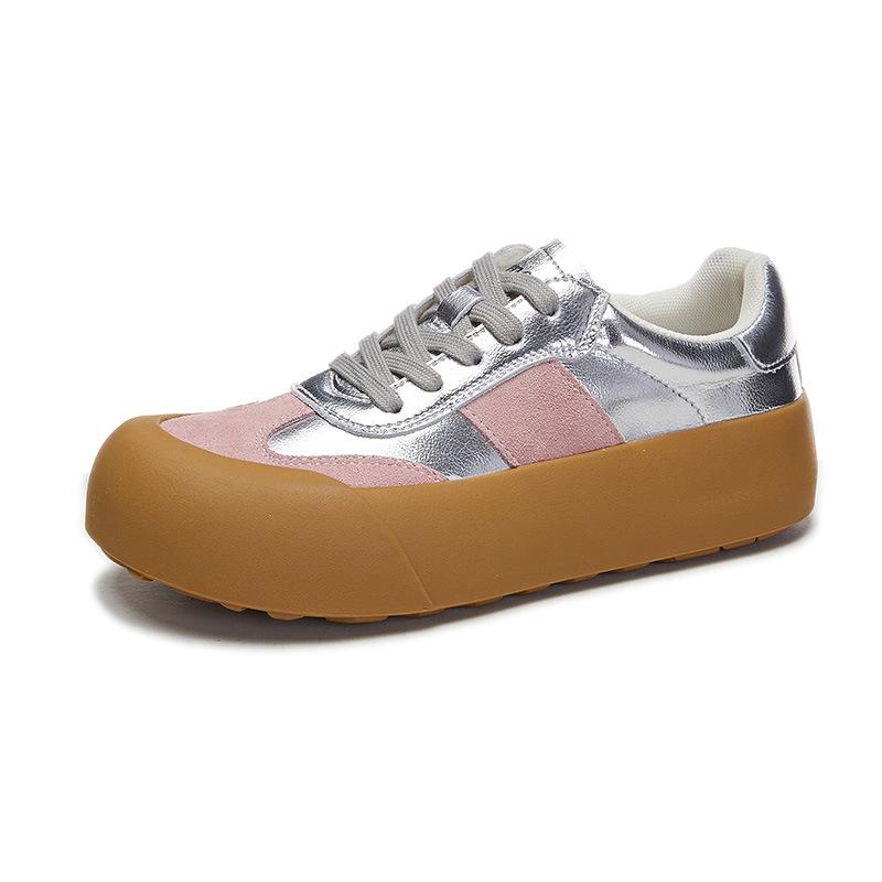 Leather Little White Shoes Women's Spring 2025 New Flat Baseplate Shoes Women's Casual Versatile Women's Shoes Platform German Training Shoes Women's