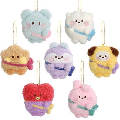 Porte-clés poupée mini personnage BT21 PONPON-ENJOY Peluche, produits officiels authentiques, KPOP, KBeauty, échantillons gratuits