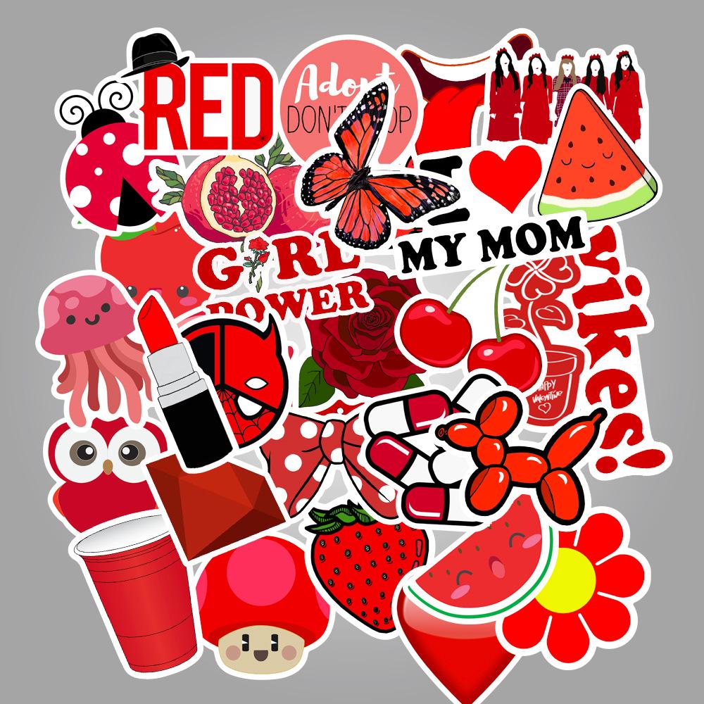 50 Red Girl Series Small Fresh Suitcase Trolley Case Laptop Graffiti Stickers Waterproof Stickers