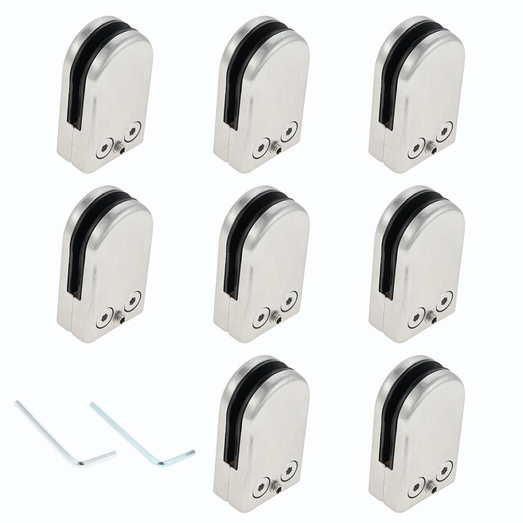 8pcs Stainless Steel Glass Clamps for 6-8mm/8-10mm/10-12mm Thickness Glass Support Brackets Clips with Hex Screwdriver