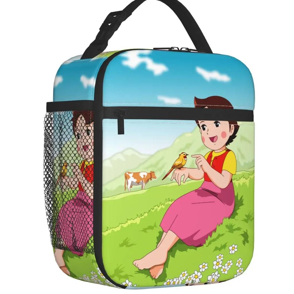 Custom Heidi Peter And Grandpa Together Lunch Bag Men Women Cooler Thermal Insulated Lunch Boxes for Student School