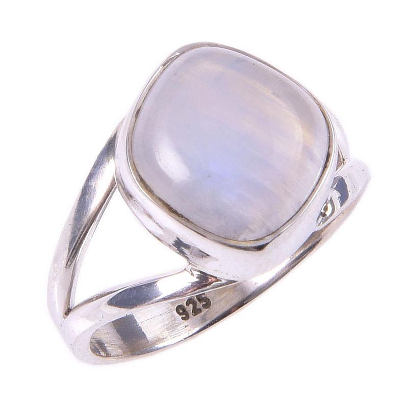 Natürlicher Regenbogen Mondstein Edelstein Handgefertigt 925 Sterlingsilber Ring Gr.6 i9t71