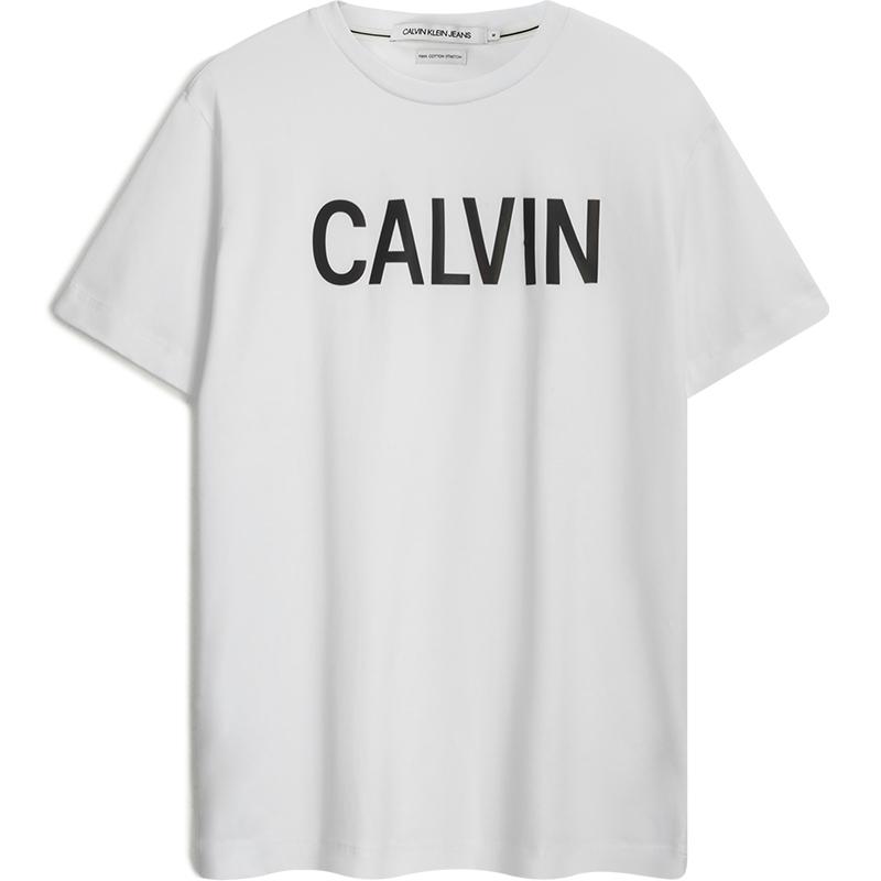 

Calvin Klein Gradient Rainbow Letter Print Breathable Short Sleeve T-Shirt Unisex Tops White J318289YAF L