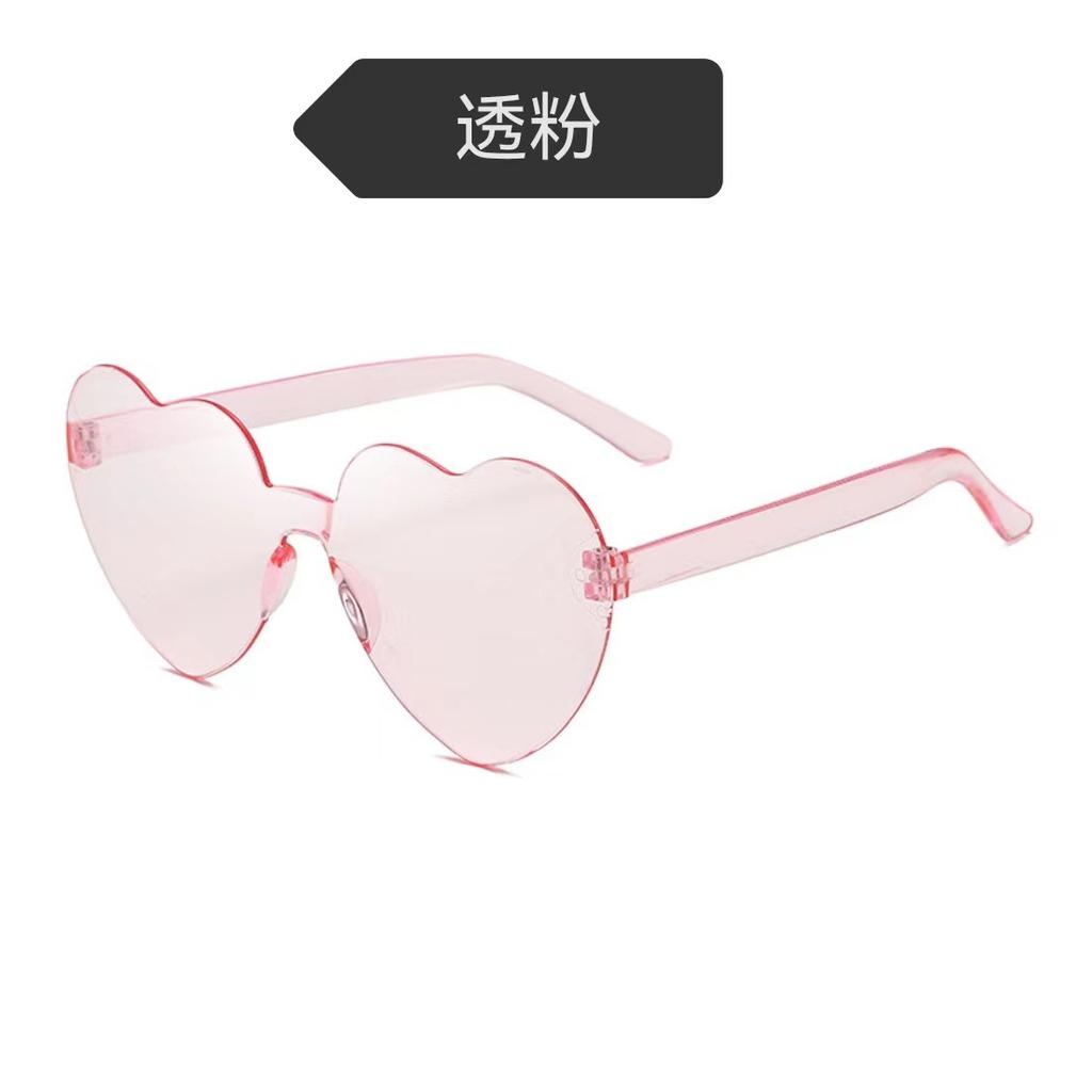 Peach Heart Sunglasses Love Glasses Trend Frameless One-Piece Marine Film Dazzling Color Sunglasses