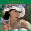 Wide Summer Outdoor Brim Sun Hat For Women Adjustable Stylish Bow Design
