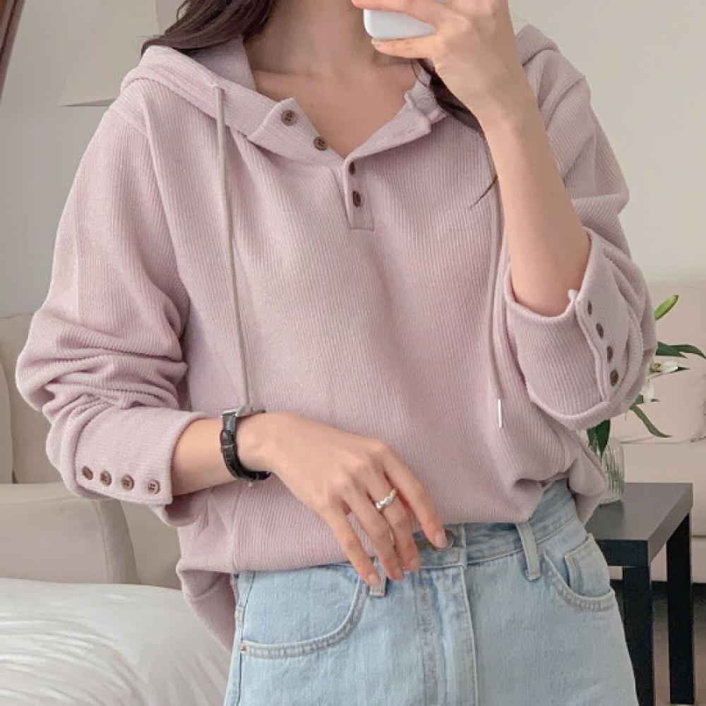New Arrivals Open Run Hood Long Tee OverfiT Casual Women Big Size Long Sleeve T