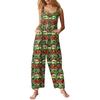 Women's Fashion Christmas  Print Casual Retro Sleeveless Button Jumpsuit