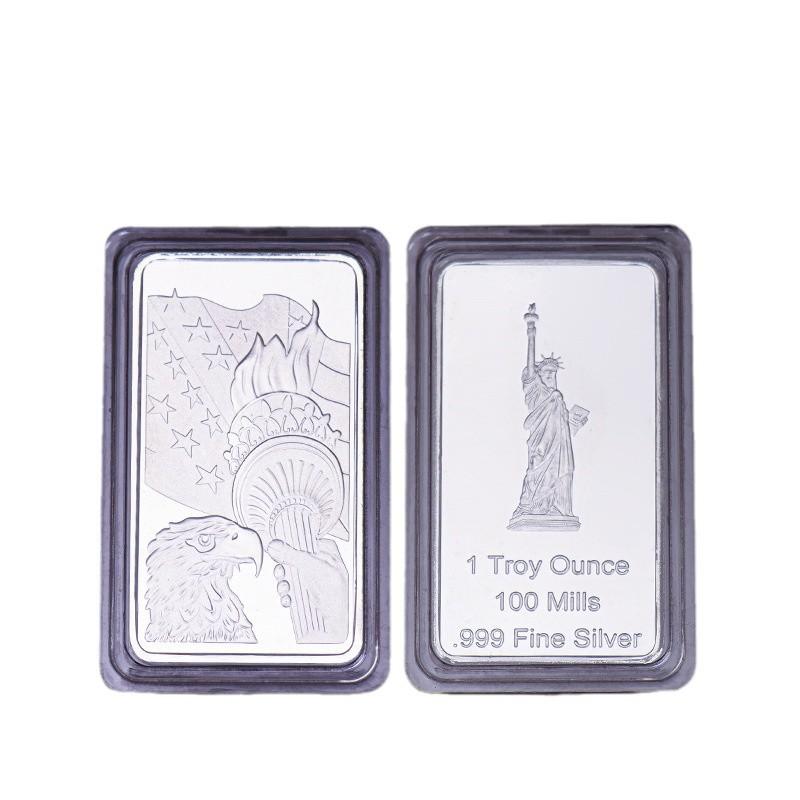 Square Block, Gold Silver, Eagle Ocean Commemorative Coin, Coin, Statue of Liberty Medal In the United States, Christmas Gift, Stocking Stuffers